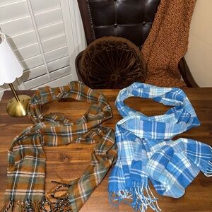 100% cashmere scarfs Blue tone and Brown tones plaid